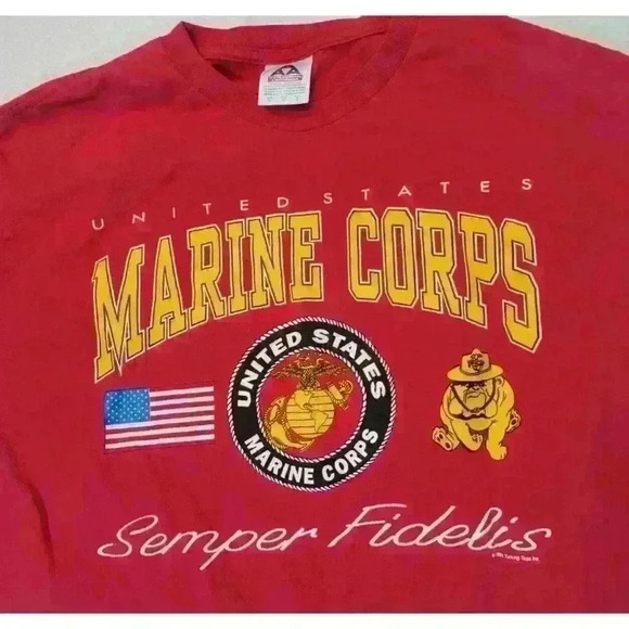 VINTAGE USMC 1991 United States Marine Corps Semper Fi Fidelis Tshirt Large 90s - Picture 1 of 9